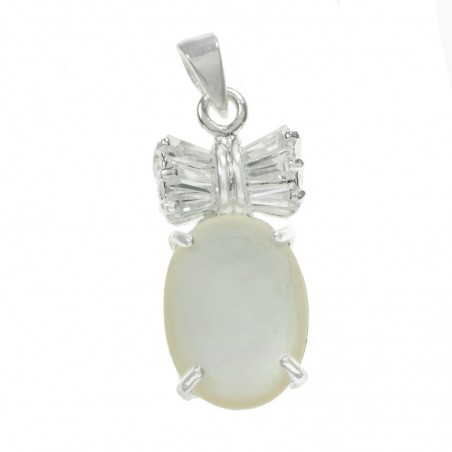 Colgante nácar lazo Plata de Ley