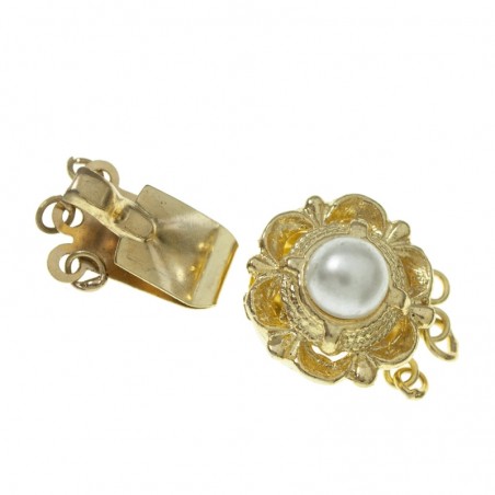 Broches click dorado con perla
