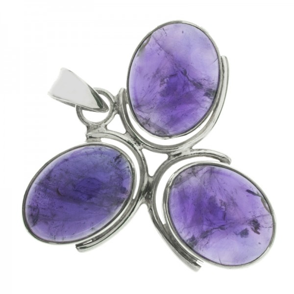 Colgante triple amatista ovalada Plata de Ley 925