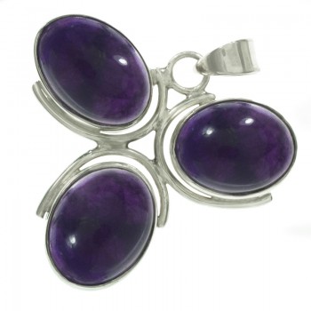 Colgante triple amatista ovalada Plata de Ley 925