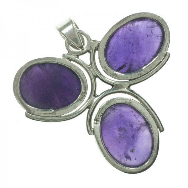 Colgante triple amatista ovalada Plata de Ley 925