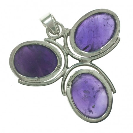 Colgante triple amatista ovalada Plata de Ley 925