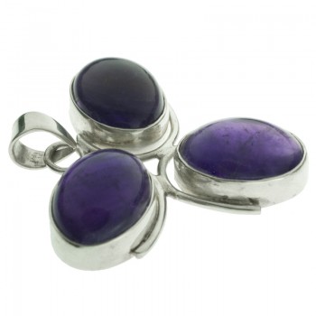 Colgante triple amatista ovalada Plata de Ley 925 2