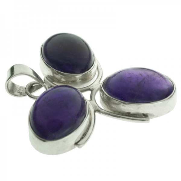 Colgante triple amatista ovalada Plata de Ley 925