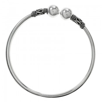 Pulsera abierta bolas Plata de Ley
