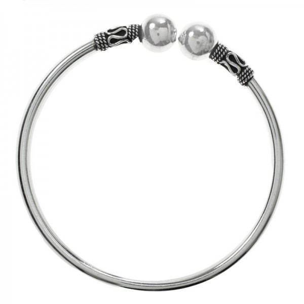 Pulsera abierta bolas Plata de Ley