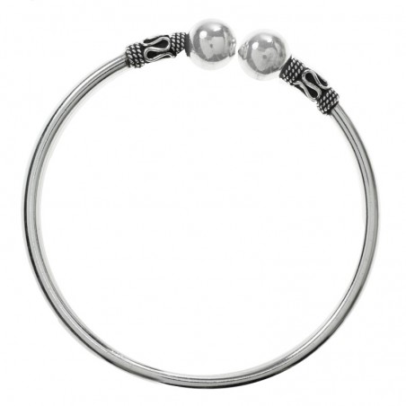 Pulsera abierta bolas Plata de Ley