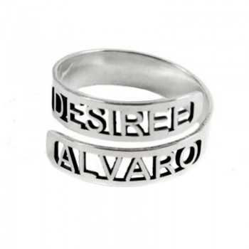 Anillo nombres personalizados Plata de Ley