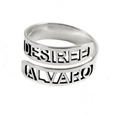 Anillo nombres personalizados Plata de Ley