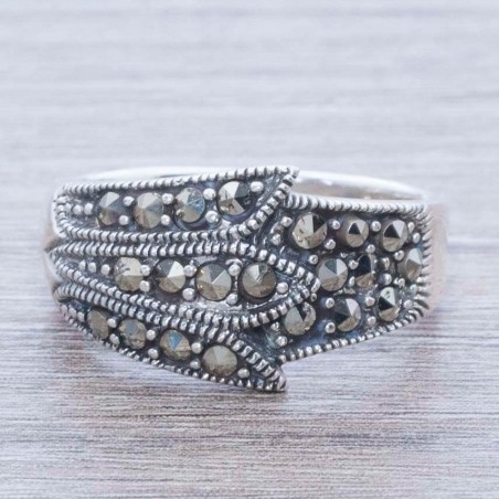 Anillo marquesita espiga Plata de Ley 925