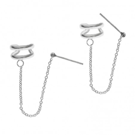 Ear cuff cadena y bola Plata de Ley