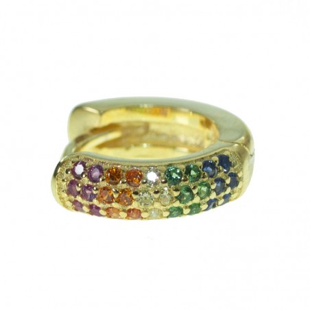 Aros dorados tres líneas de circonitas