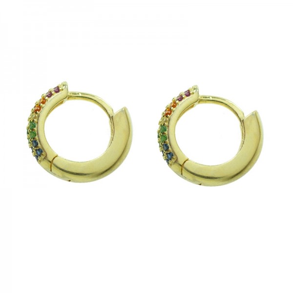 Aros dorados tres líneas de circonitas