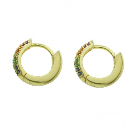 Aros dorados tres líneas de circonitas