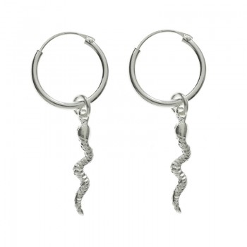 Aros con serpiente colgante Plata de Ley
