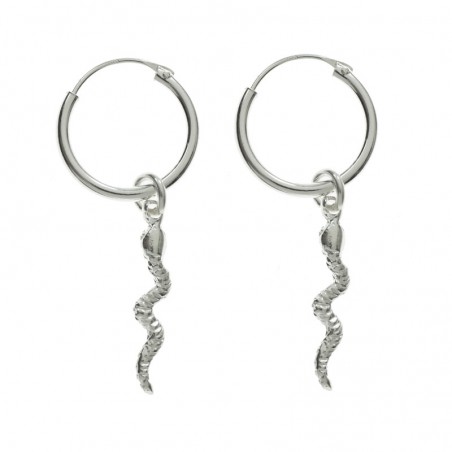 Aros con serpiente colgante Plata de Ley
