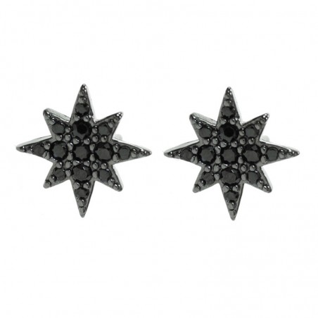 Pendientes estrella negra Plata de Ley