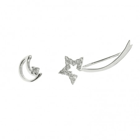 Pendientes asimétricos estrella fugaz Plata de Ley 925