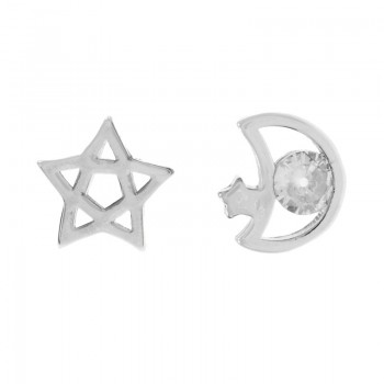 Pendientes asimétricos Moon & Star