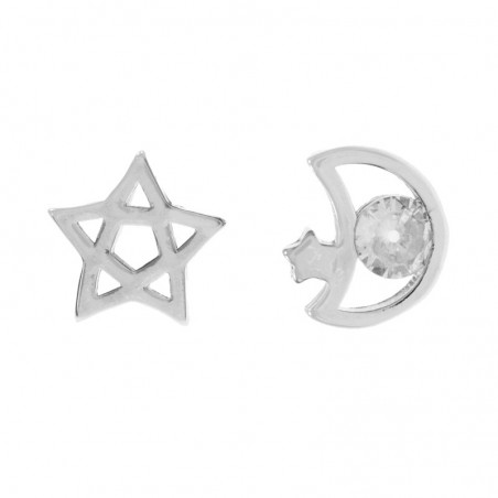 Pendientes asimétricos Moon & Star