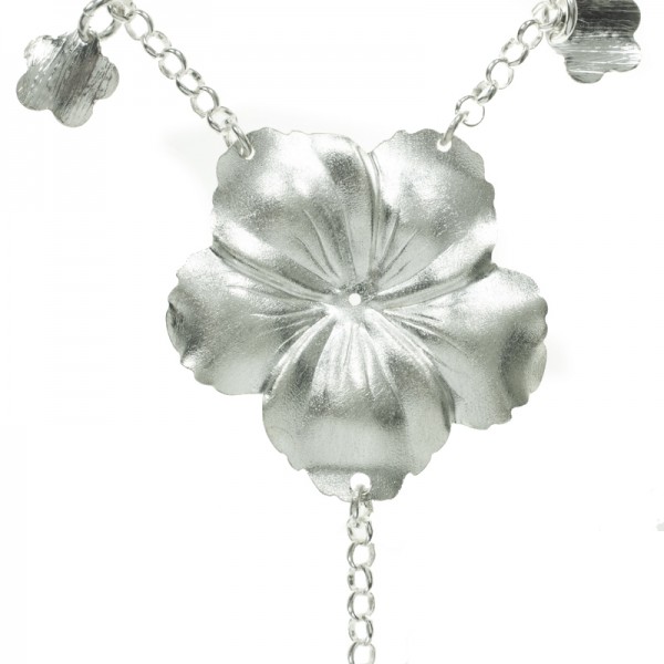 Collar flor mate grande Plata de Ley 925