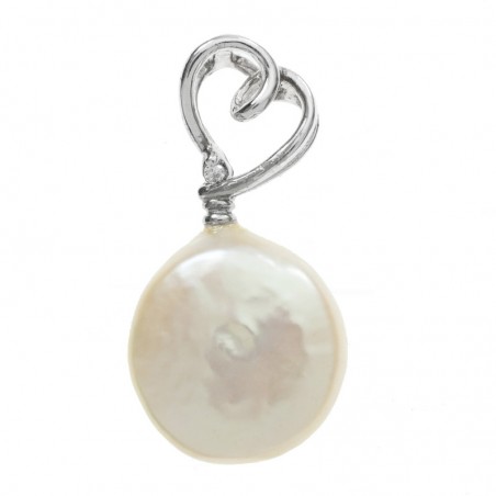 Colgante nácar drop corazón Plata de Ley