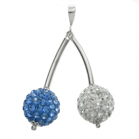 Colgante doble bola circonita Plata de Ley