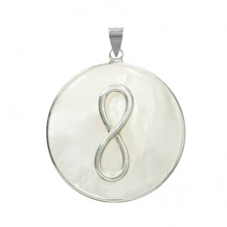 Colgante de nácar con infinito Plata de Ley