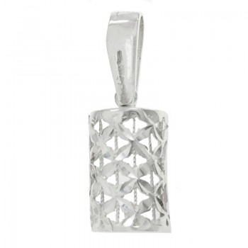 Colgante medio tubo biselado Plata de Ley