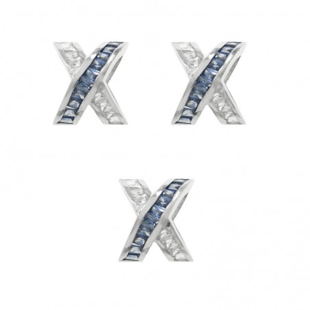 Conjunto X zirconia Plata de Ley