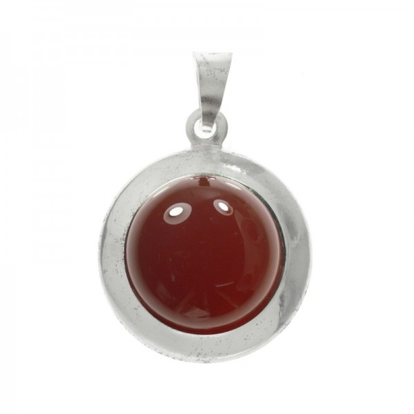 Colgante de piedra cornalina redondo Plata de Ley | Outlet joyas