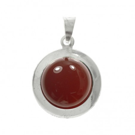 Colgante de piedra cornalina redondo Plata de Ley | Outlet joyas