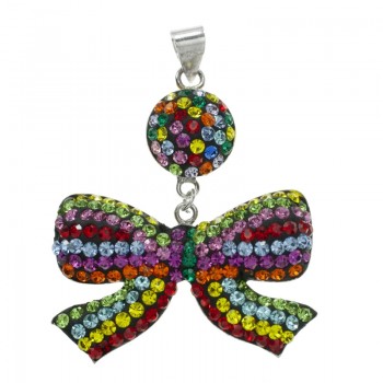 Colgante lazo con circonitas de colores  | Outlet joyas