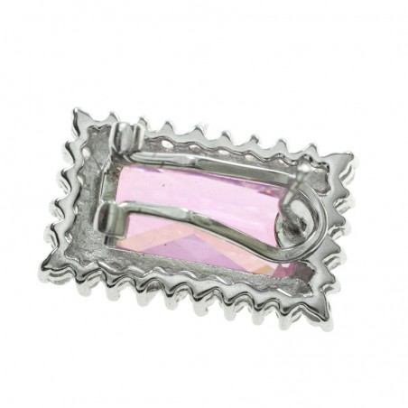 Pendientes gran circonita rosa Plata de Ley| Outlet joyas