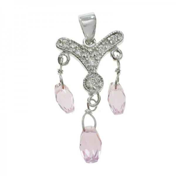 Conjunto de fiesta cristal rosa Plata de Ley| Outlet joyas