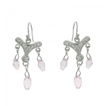 Conjunto de fiesta cristal rosa Plata de Ley| Outlet joyas