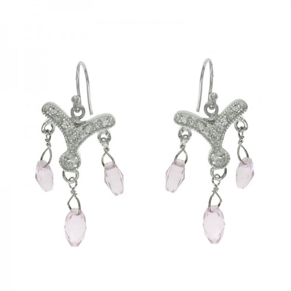 Conjunto de fiesta cristal rosa Plata de Ley| Outlet joyas