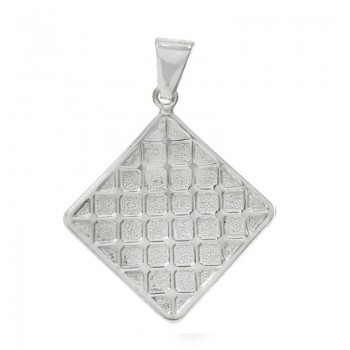 Colgante cuadrícula labrada Plata de Ley | Outlet joyas