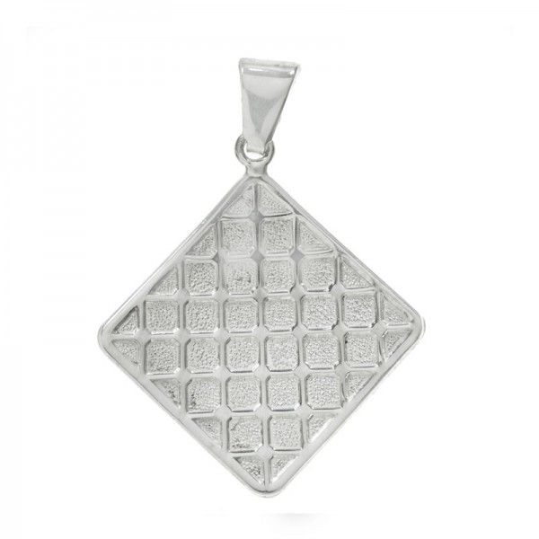 Colgante cuadrícula labrada Plata de Ley | Outlet joyas
