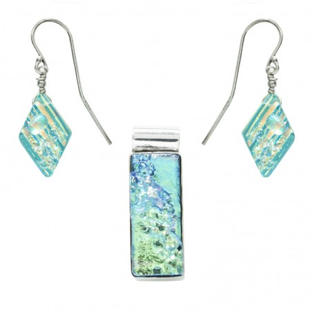 Conjunto cristal murano azul Plata de Ley| Outlet joyas