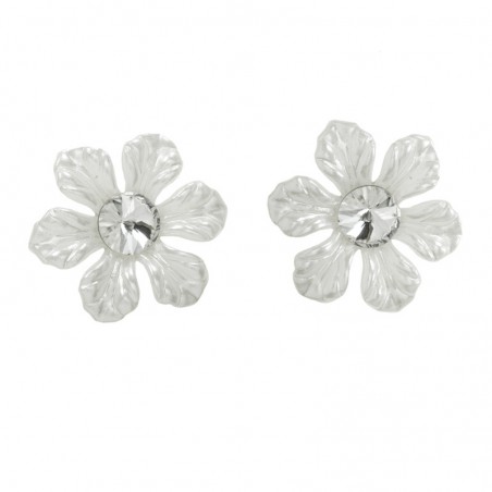 Pendientes flor blanca Plata de Ley | Outlet joyas