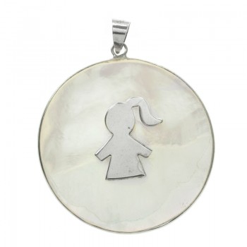 Colgante nácar con niña Plata de Ley | Outlet joyas