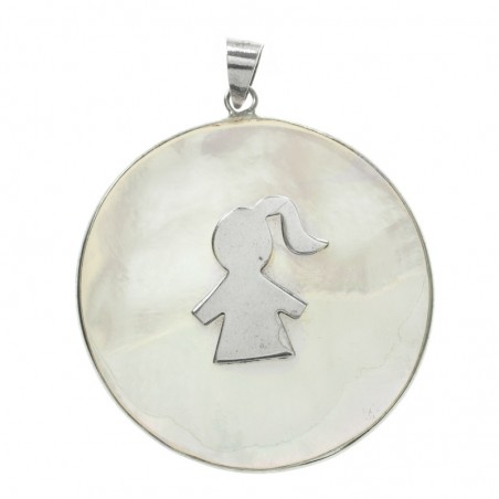 Colgante nácar con niña Plata de Ley | Outlet joyas