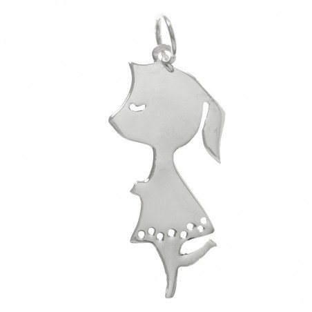 Colgante niña perfil Plata de Ley | Outlet joyas