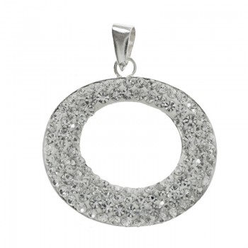 Colgante óvalo zirconia blanca Plata de Ley | Outlet joyas