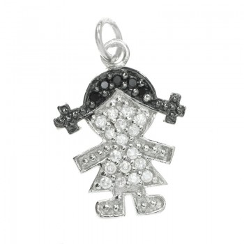 Colgante niña bicolor zirconia Plata de Ley | Outlet joyas