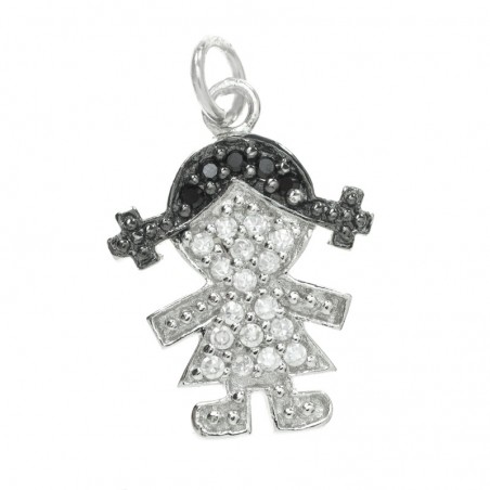 Colgante niña bicolor zirconia Plata de Ley | Outlet joyas