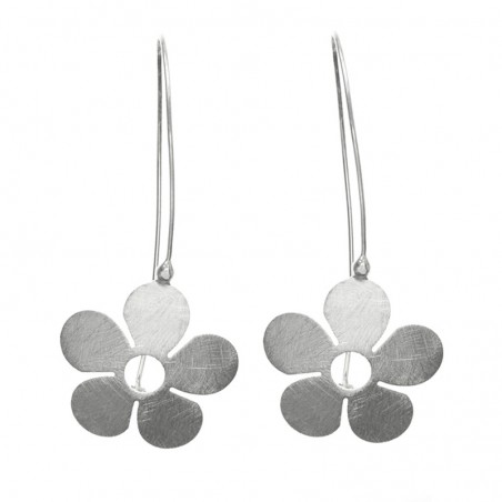 Pendientes largos flor Plata de Ley | Outlet joyas