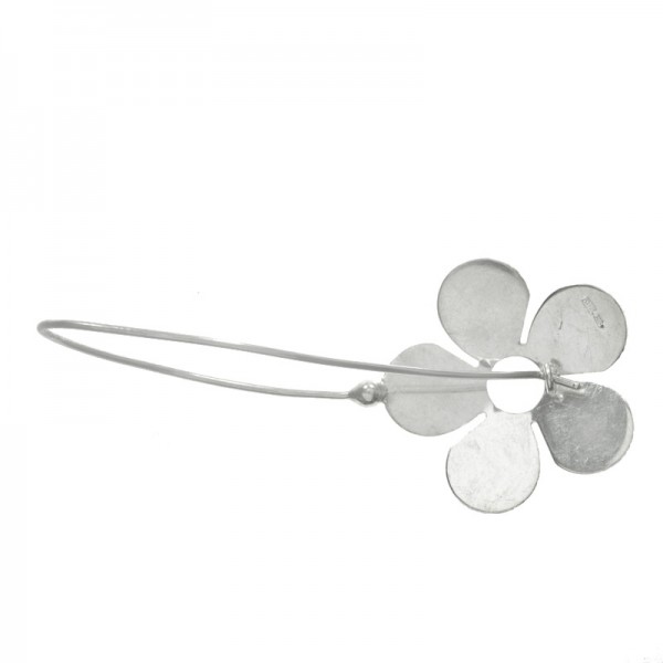 Pendientes largos flor Plata de Ley | Outlet joyas