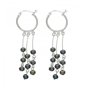 Aros con perlas negras Tahití Plata de Ley | Outlet joyas